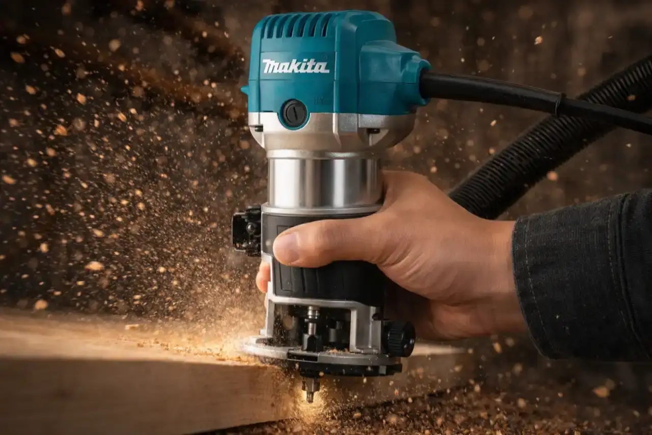 Makita RT0702C Compact Router for Precision Woodworking & Edge Trimming